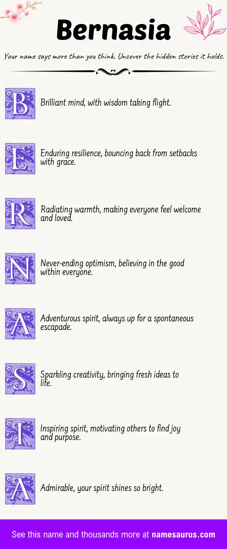 Acrostic poem about Bernasia.