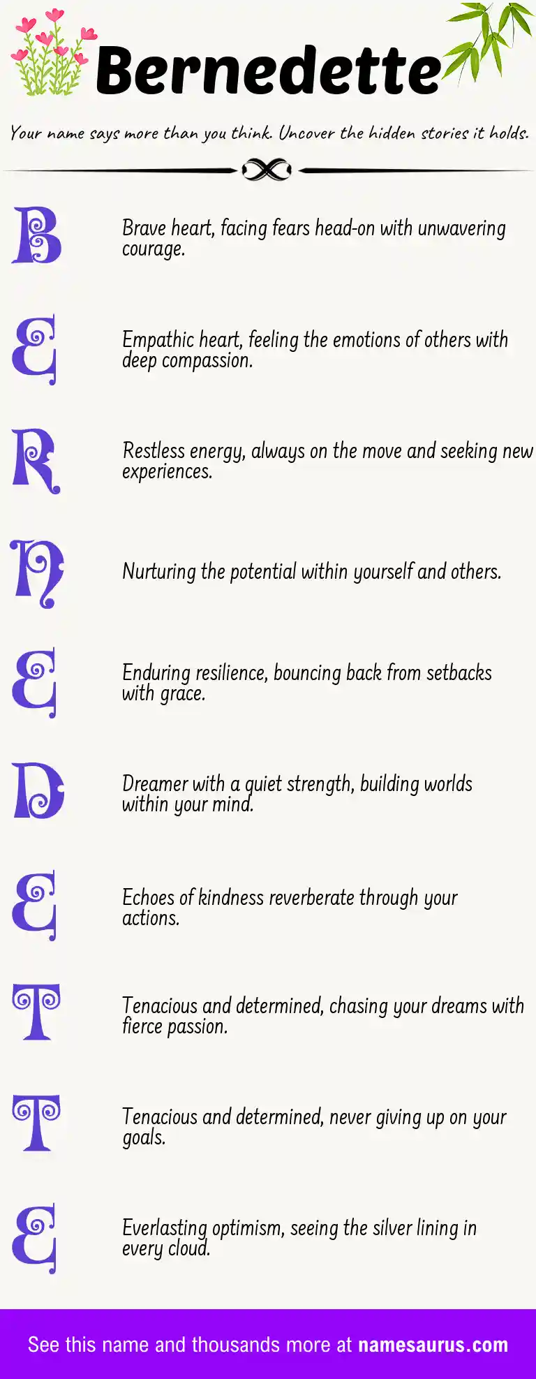 Acrostic poem about Bernedette.