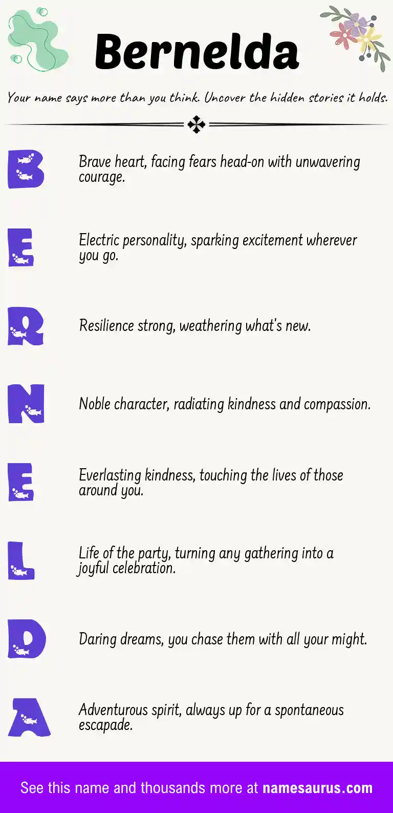 Acrostic poem about Bernelda.