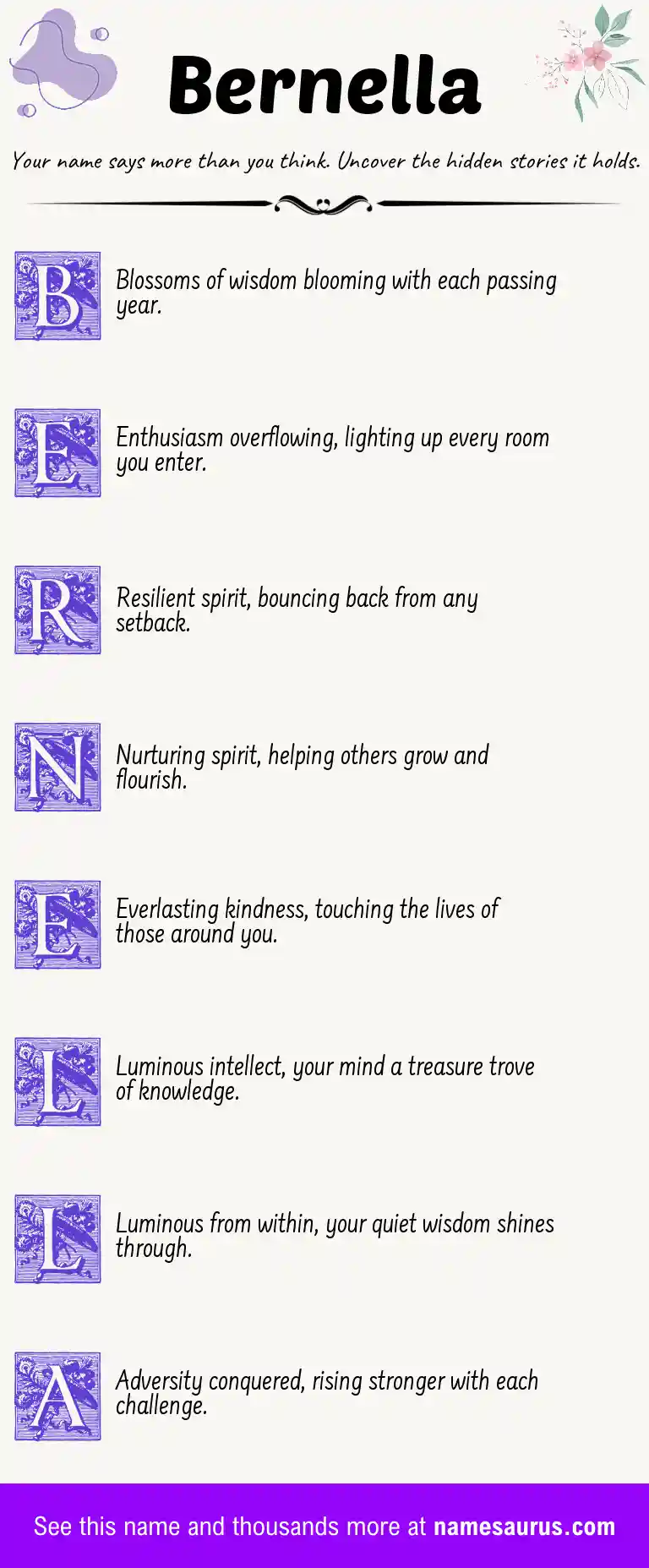 Acrostic poem about Bernella.