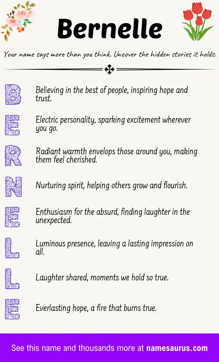 Acrostic poem about Bernelle.