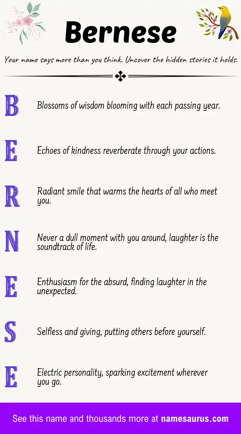 Acrostic poem about Bernese.