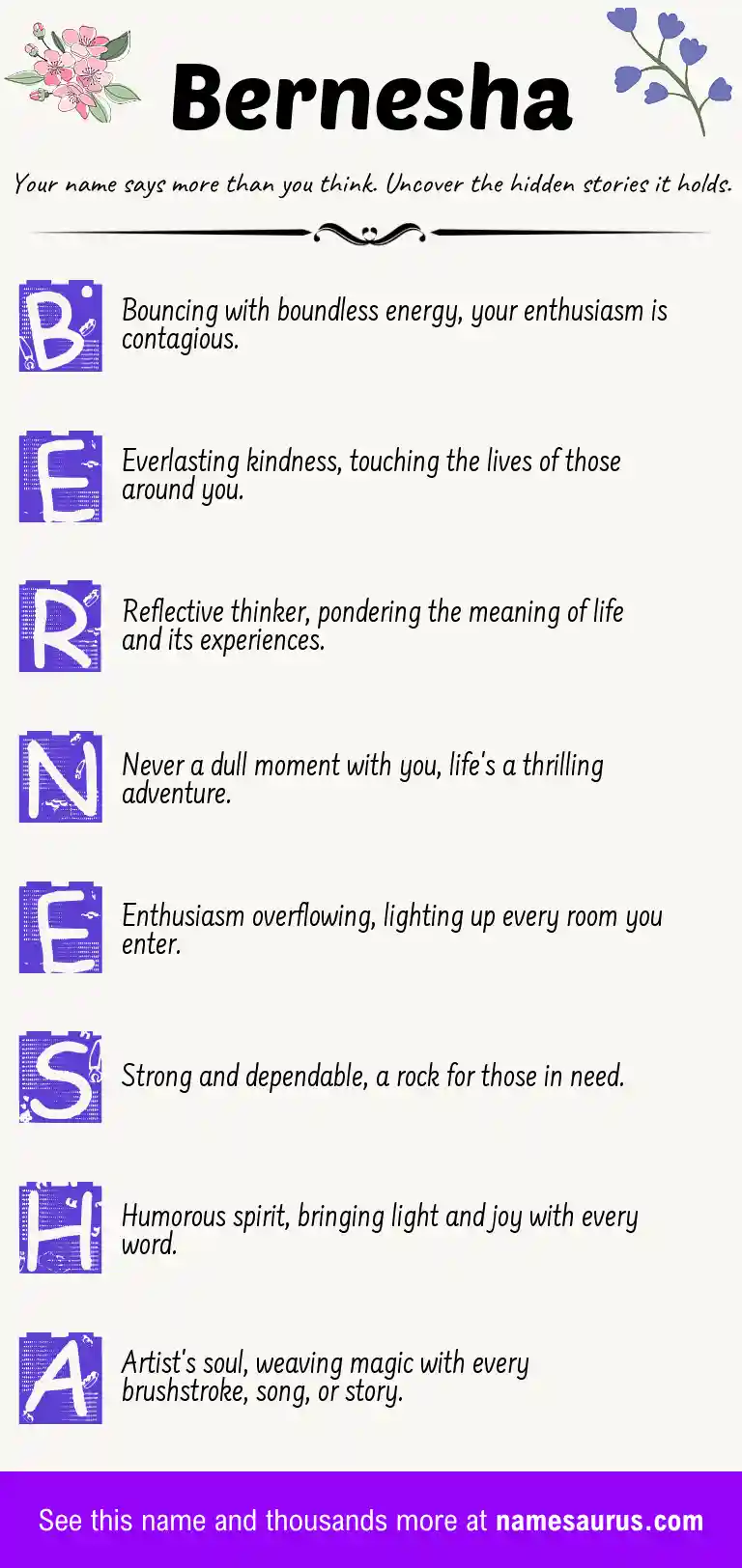 Acrostic poem about Bernesha.