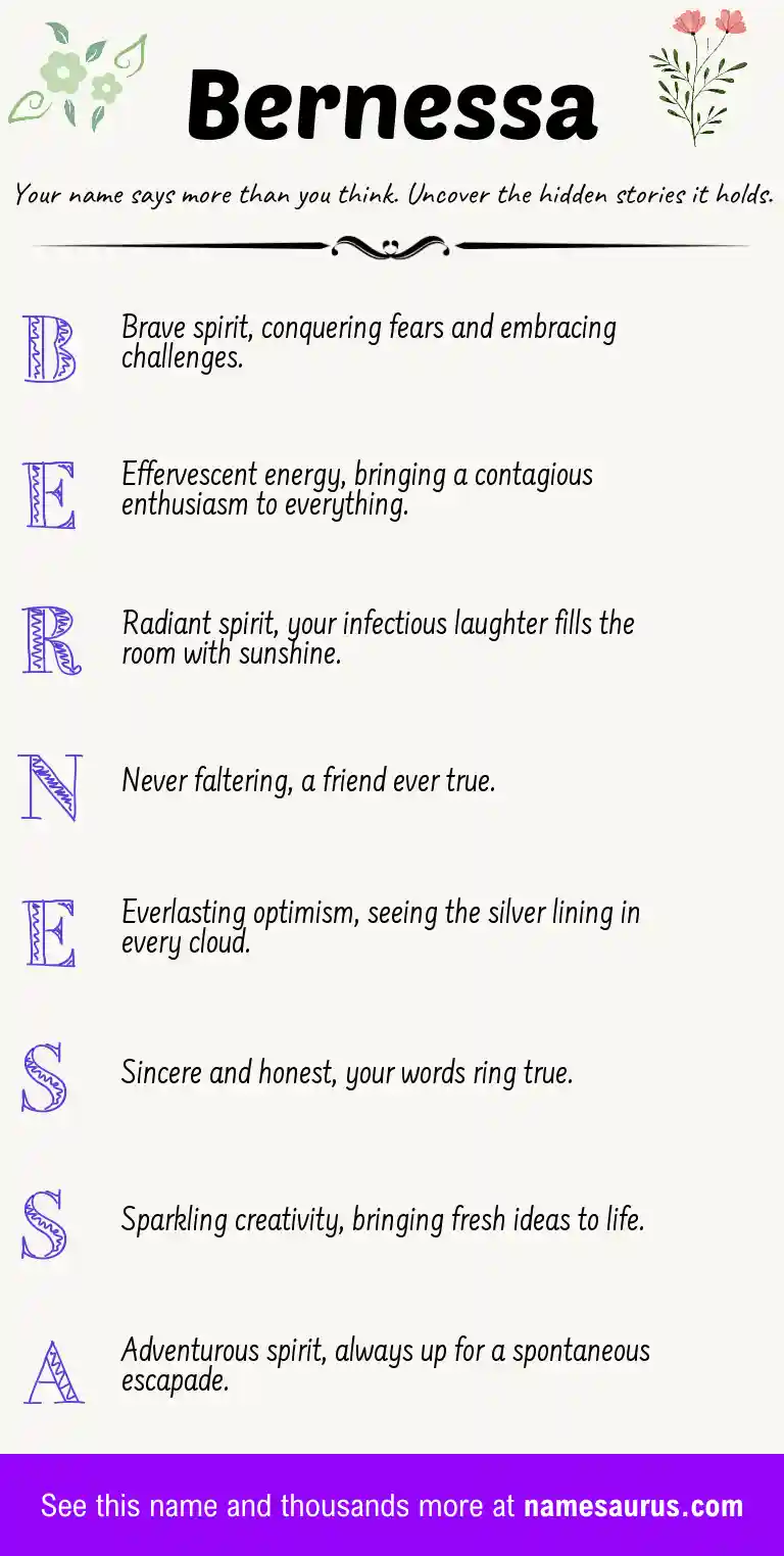 Acrostic poem about Bernessa.