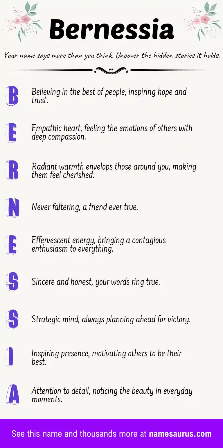 Acrostic poem about Bernessia.