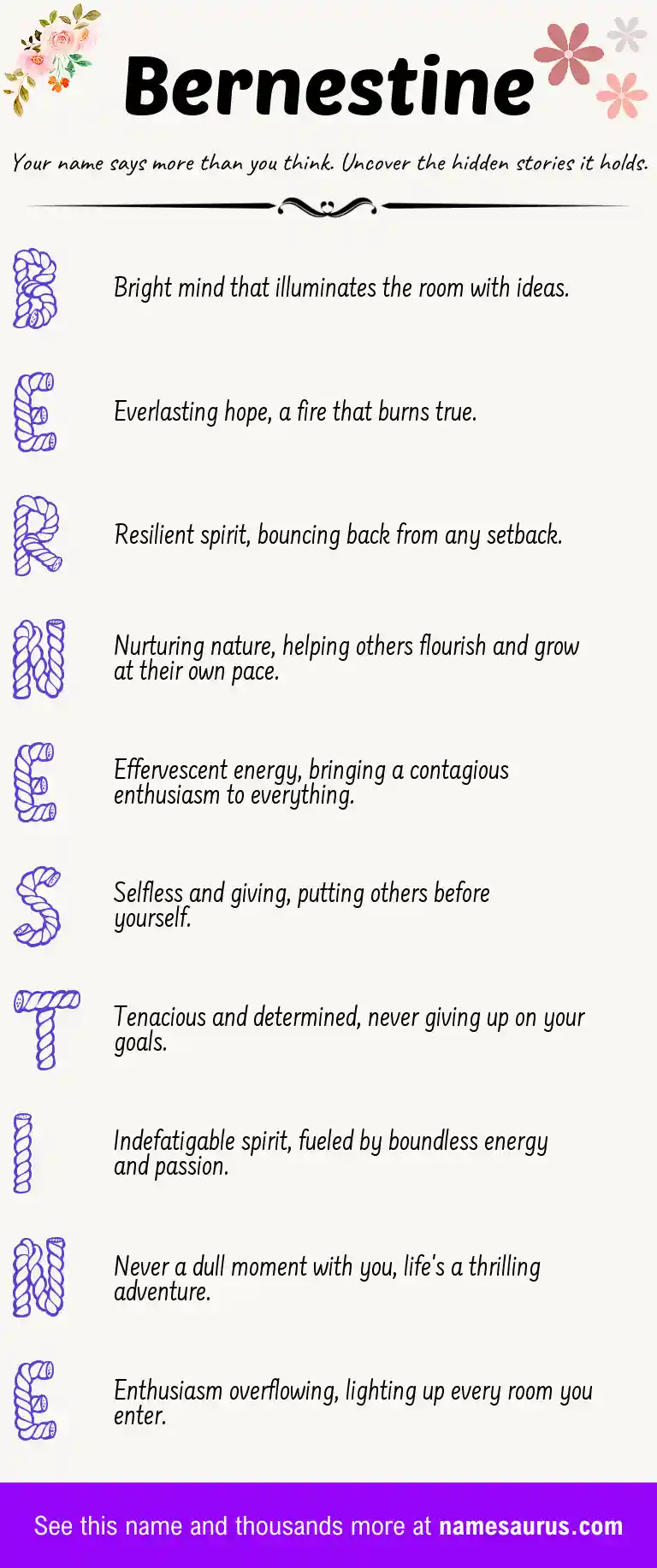 Acrostic poem about Bernestine.