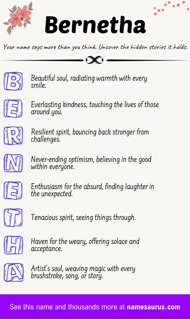 Acrostic poem about Bernetha.
