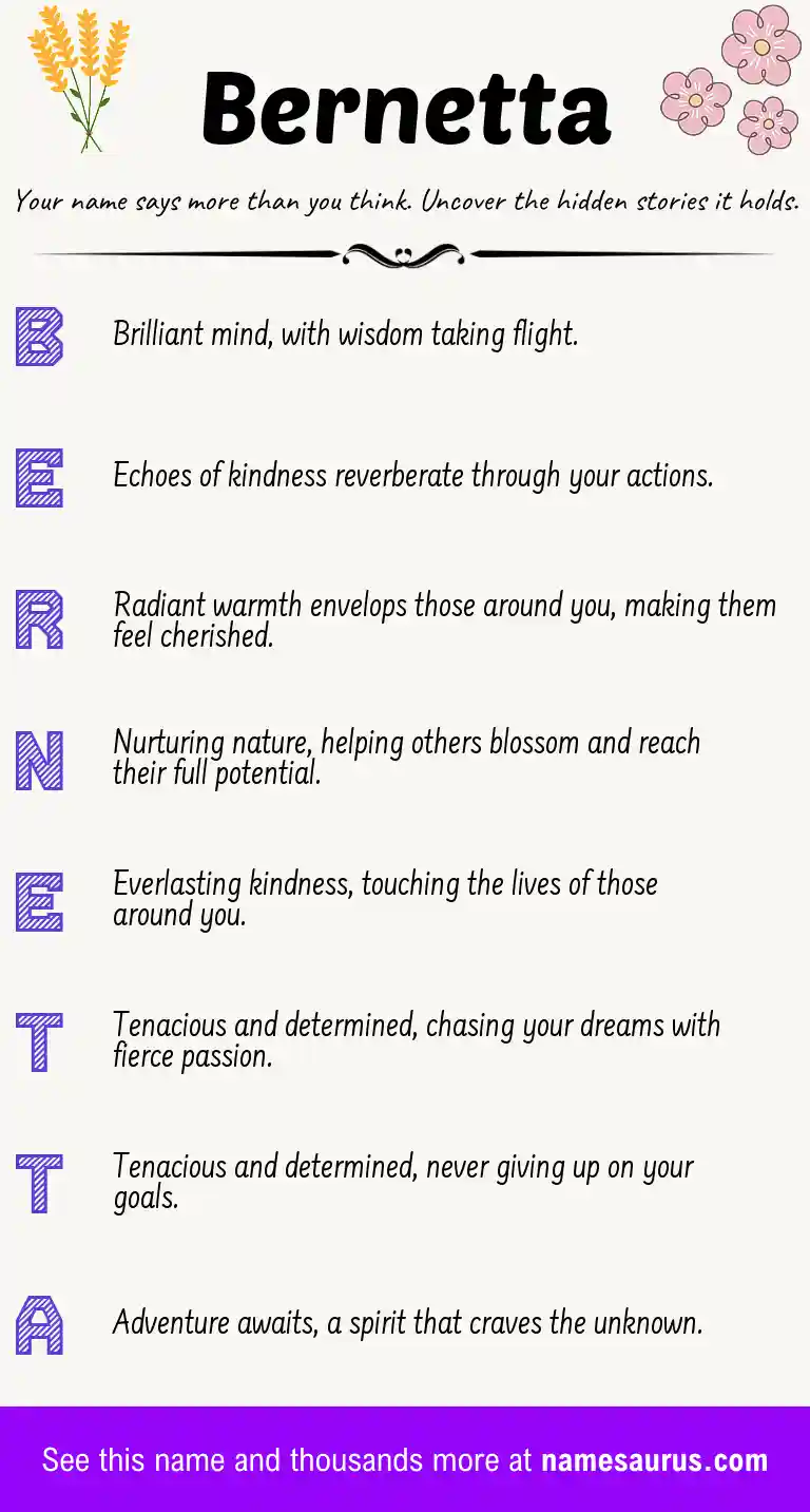 Acrostic poem about Bernetta.