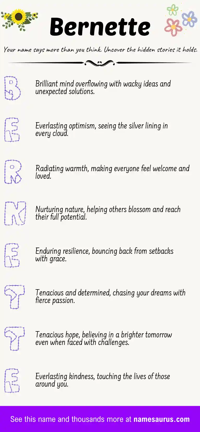 Acrostic poem about Bernette.