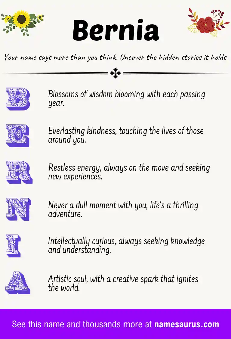 Acrostic poem about Bernia.