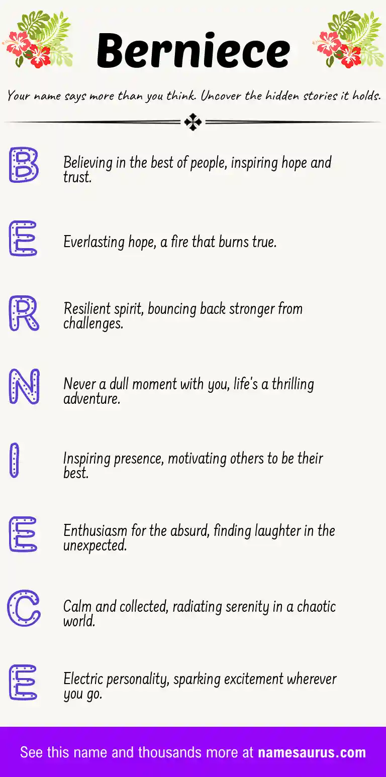 Acrostic poem about Berniece.