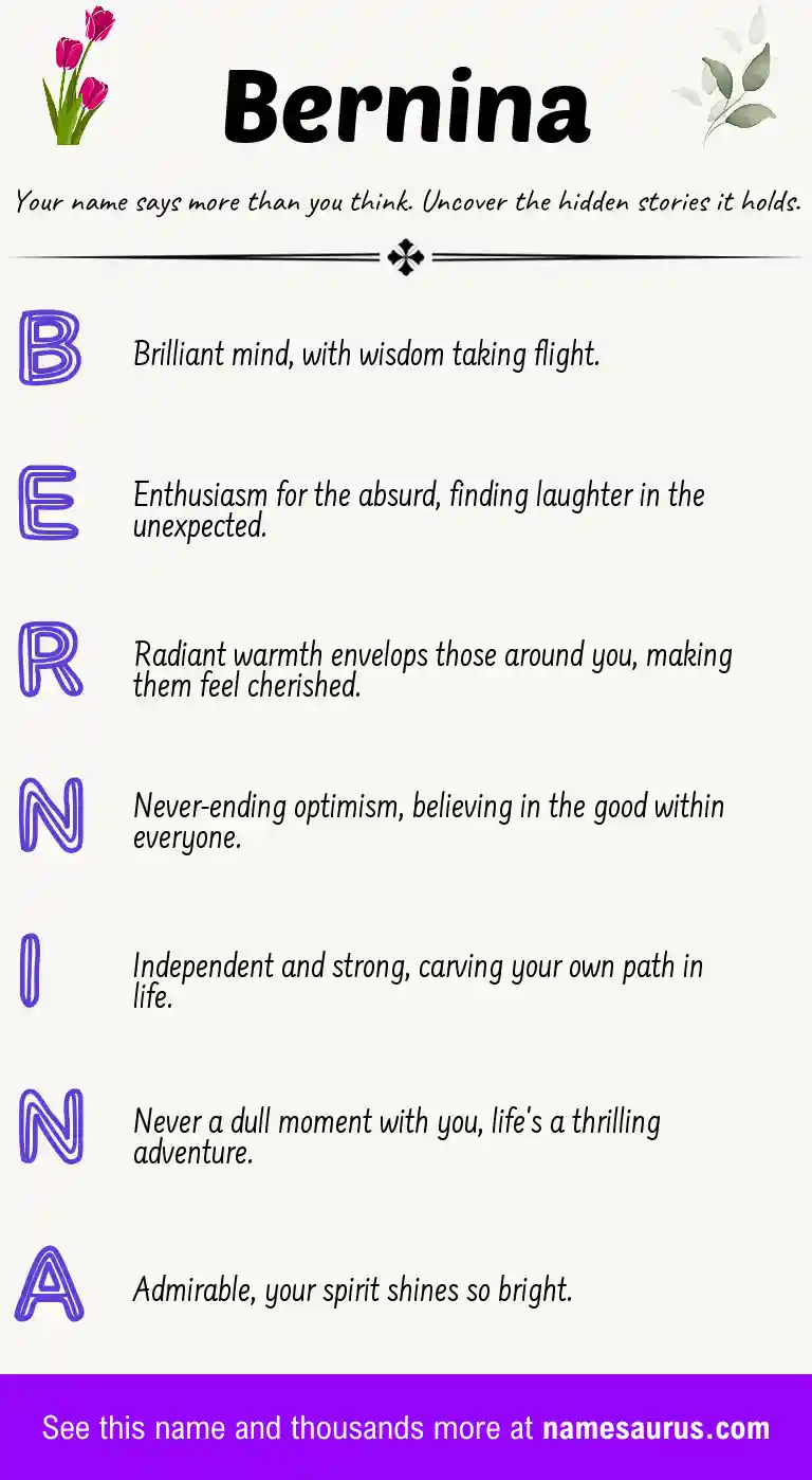 Acrostic poem about Bernina.