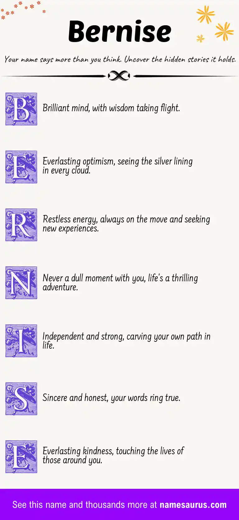 Acrostic poem about Bernise.