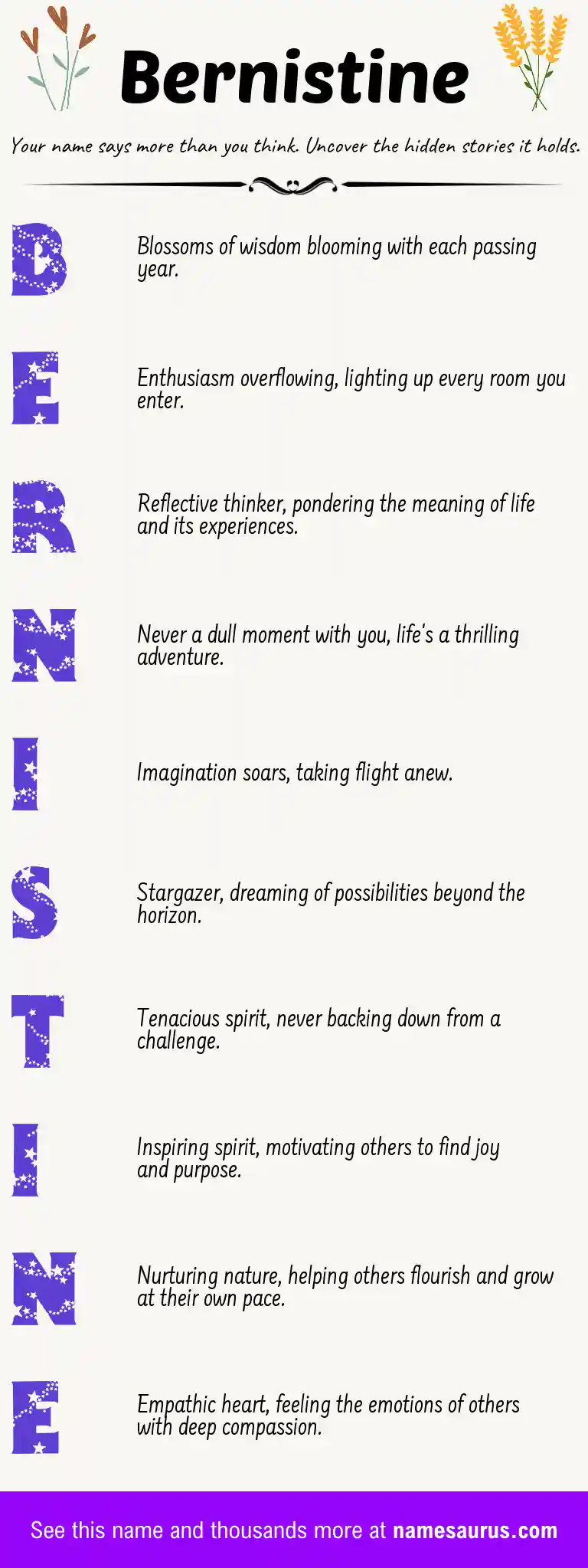 Acrostic poem about Bernistine.