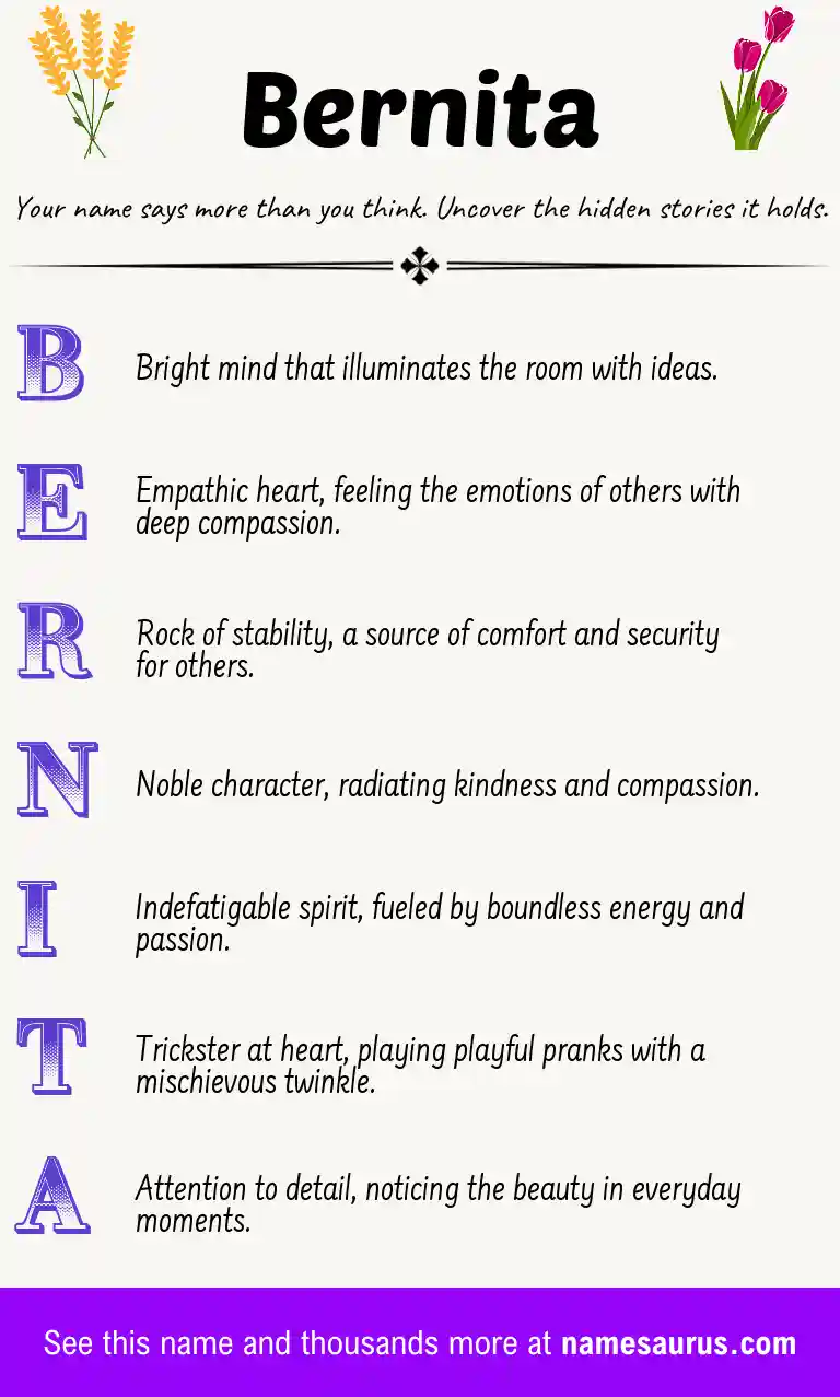 Acrostic poem about Bernita.