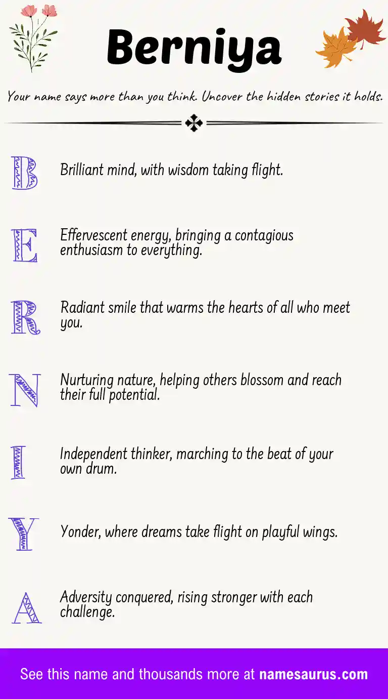 Acrostic poem about Berniya.