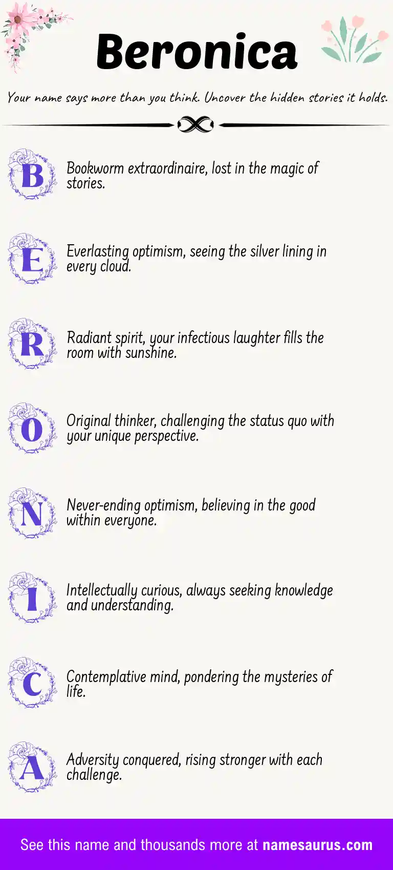 Acrostic poem about Beronica.