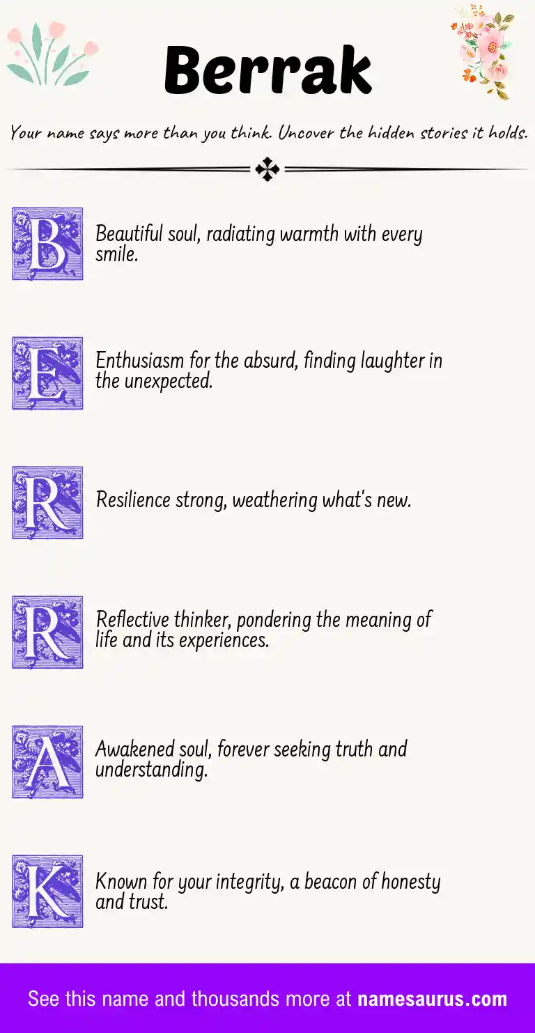 Acrostic poem about Berrak.