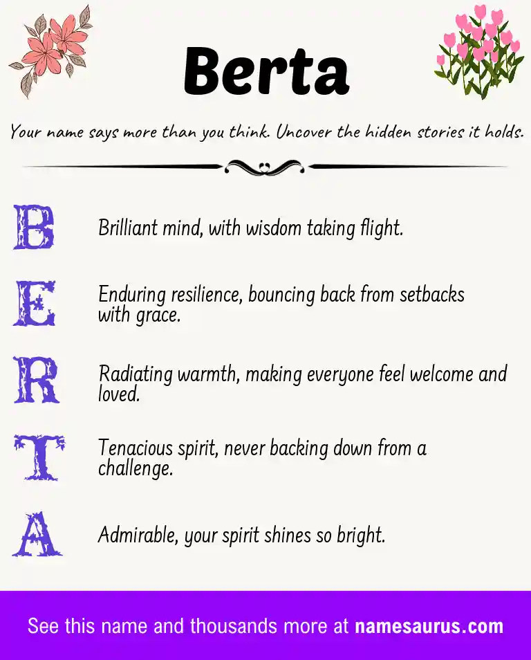 Acrostic poem about Berta.