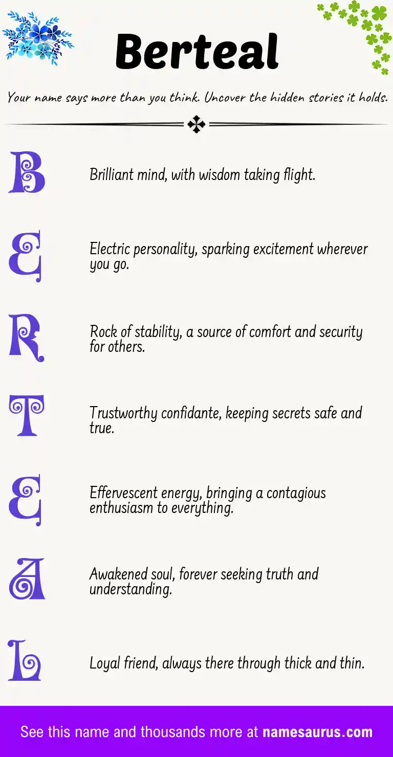 Acrostic poem about Berteal.