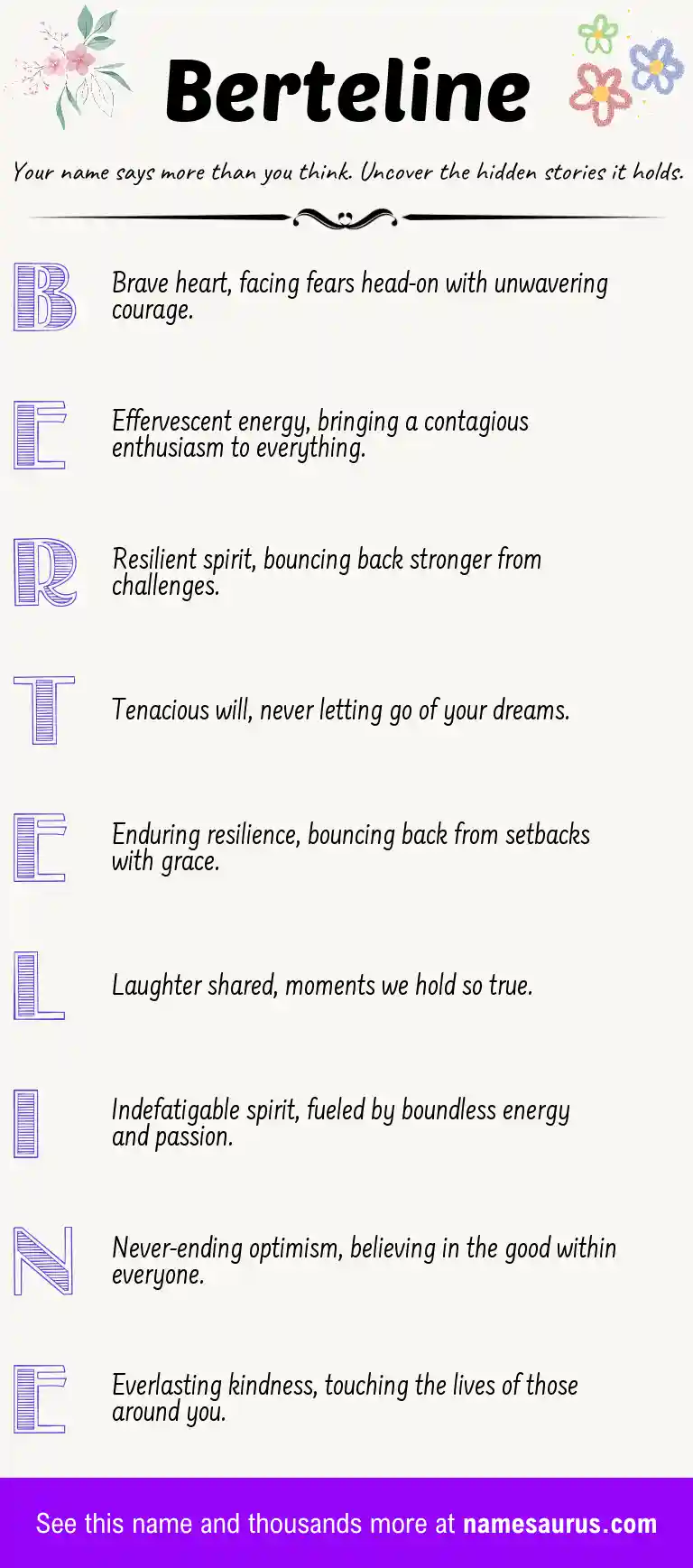 Acrostic poem about Berteline.