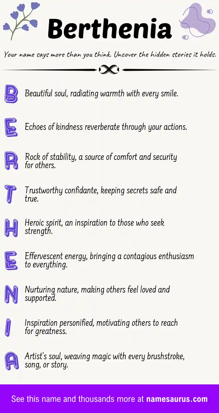 Acrostic poem about Berthenia.