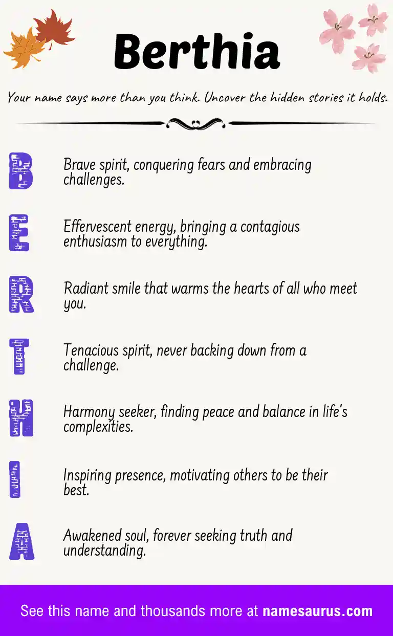 Acrostic poem about Berthia.