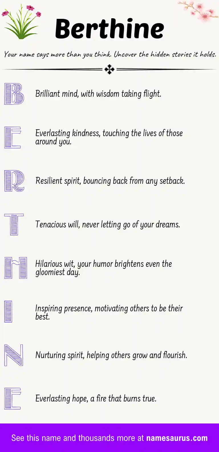 Acrostic poem about Berthine.