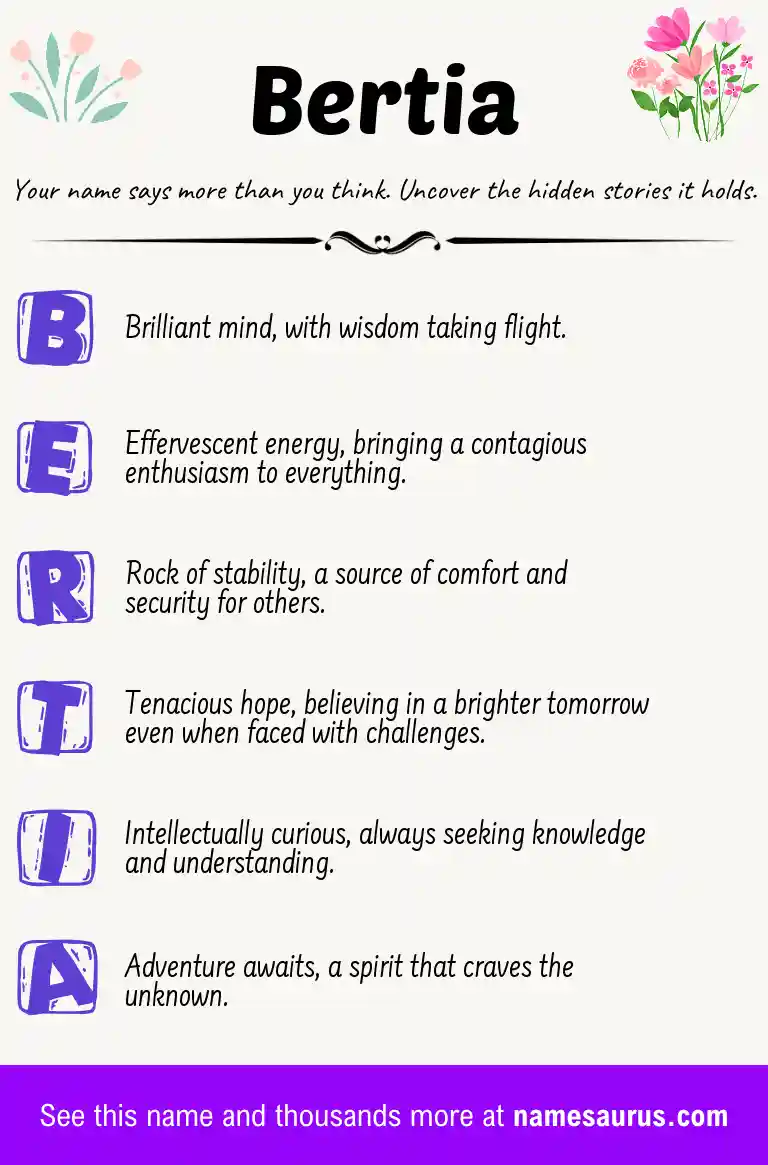 Acrostic poem about Bertia.