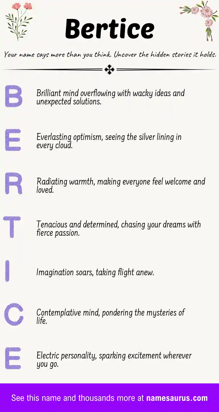 Acrostic poem about Bertice.