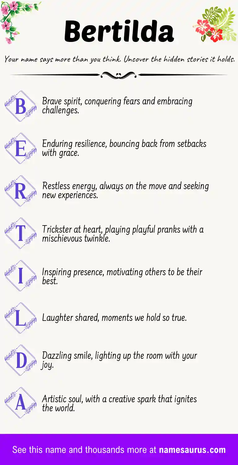 Acrostic poem about Bertilda.