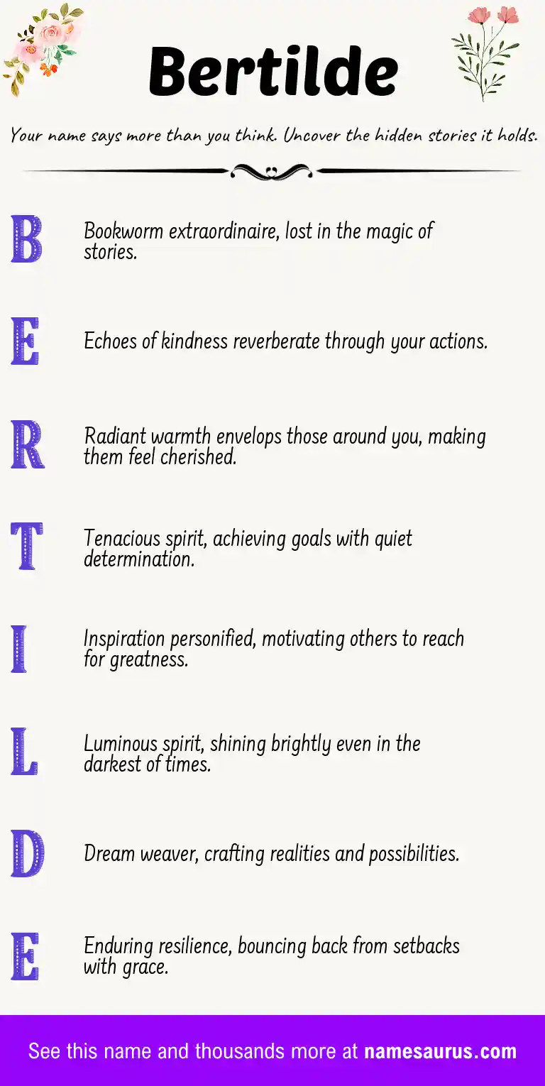 Acrostic poem about Bertilde.