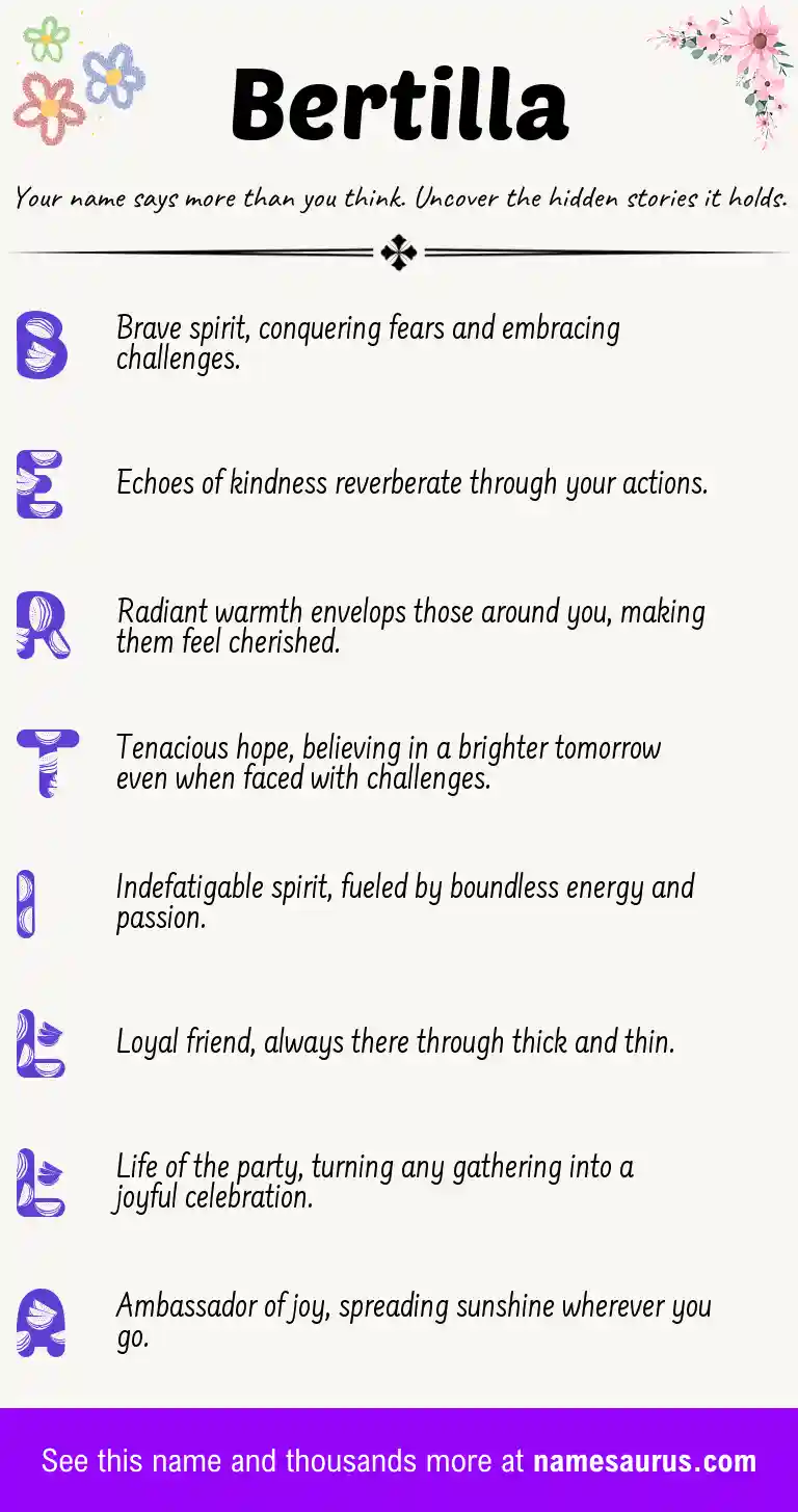 Acrostic poem about Bertilla.
