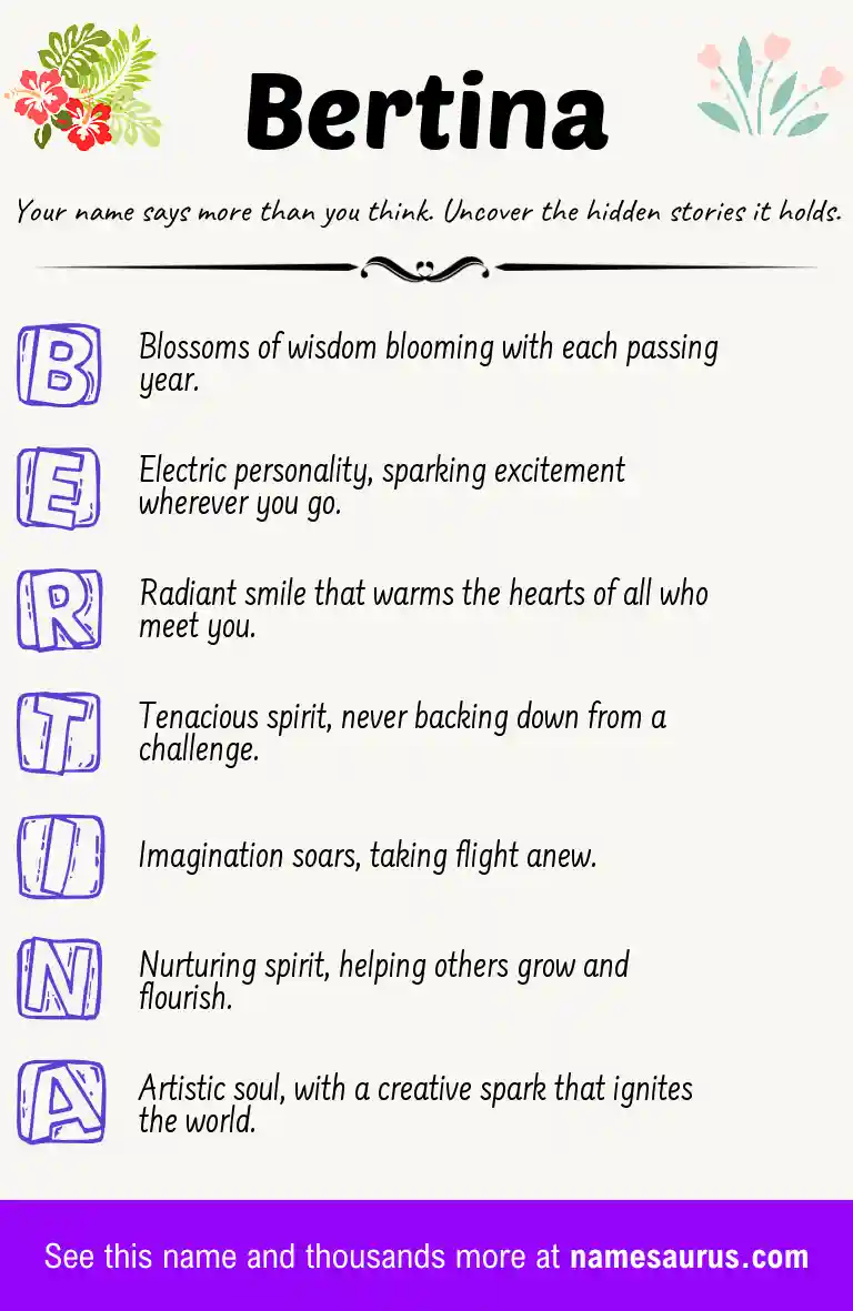 Acrostic poem about Bertina.
