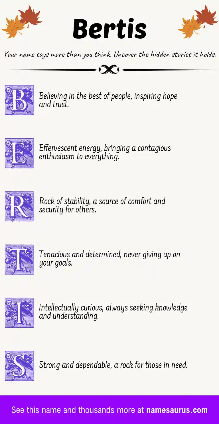 Acrostic poem about Bertis.