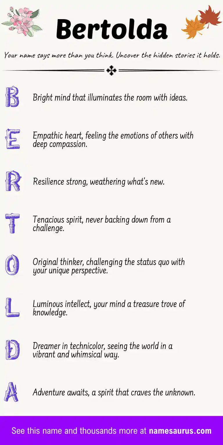 Acrostic poem about Bertolda.