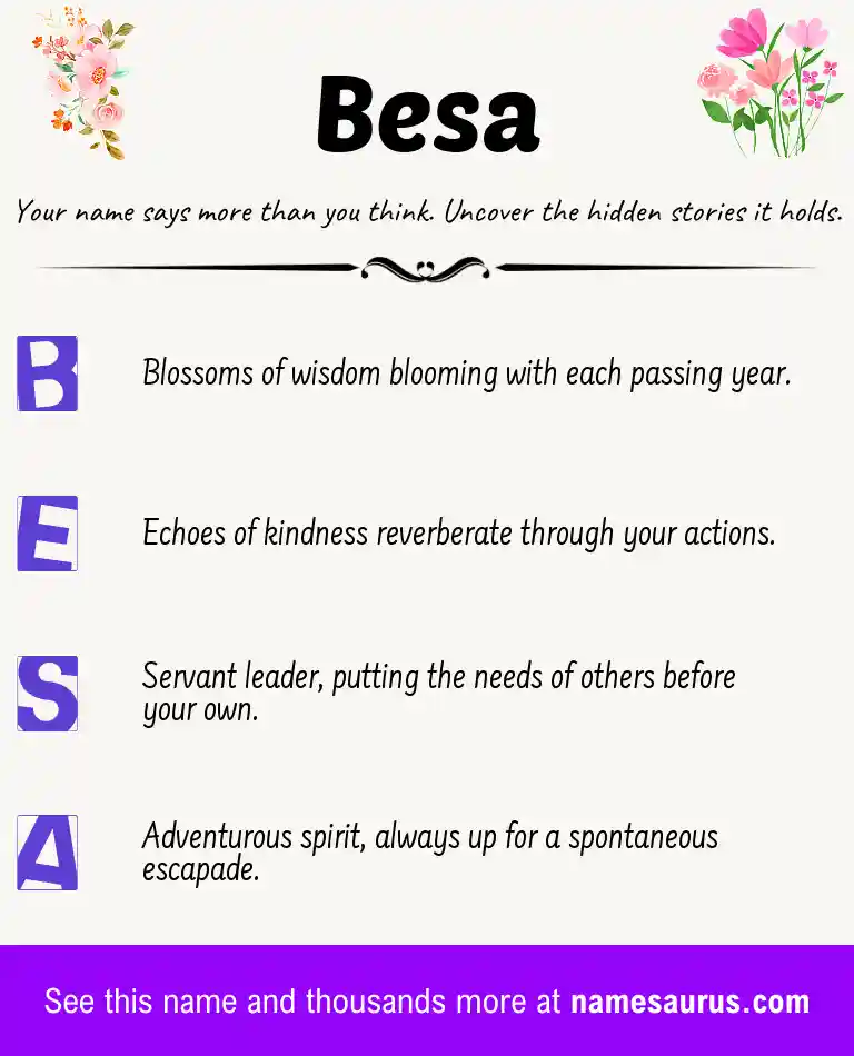 Acrostic poem about Besa.
