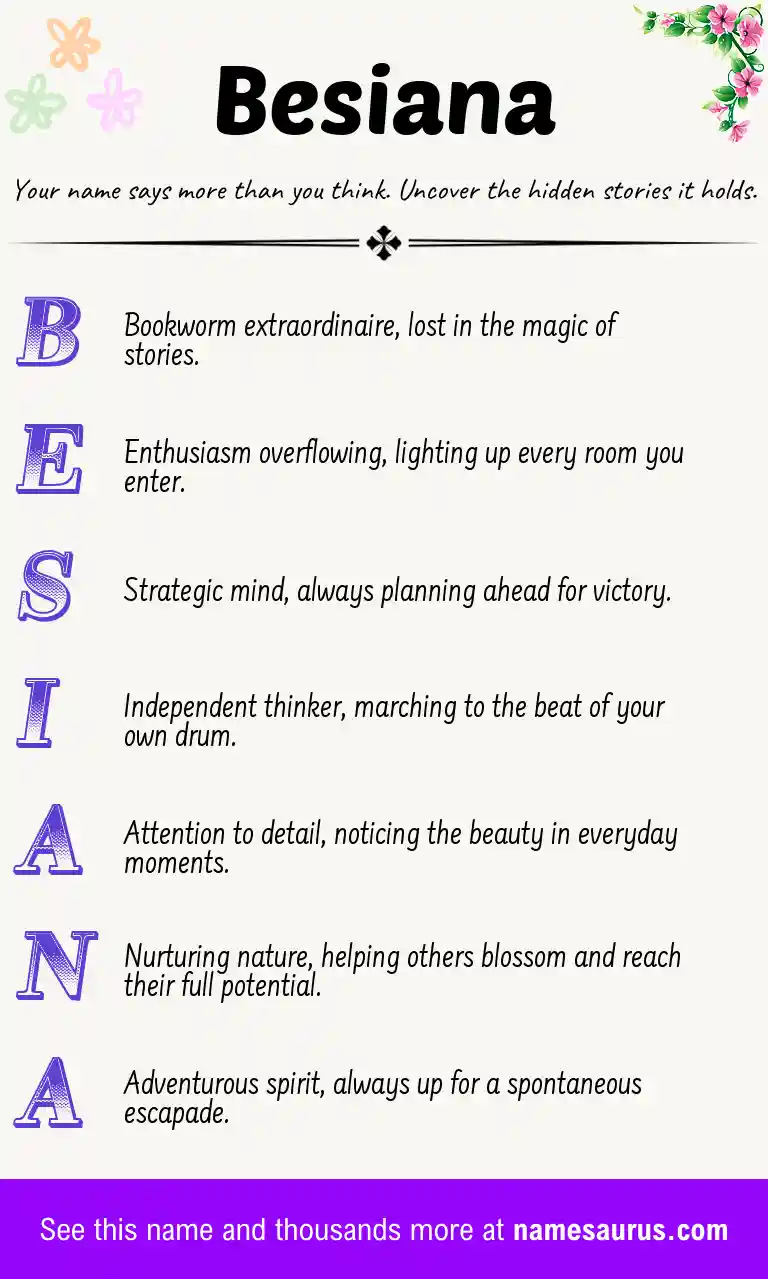 Acrostic poem about Besiana.