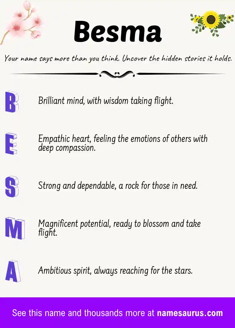 Acrostic poem about Besma.