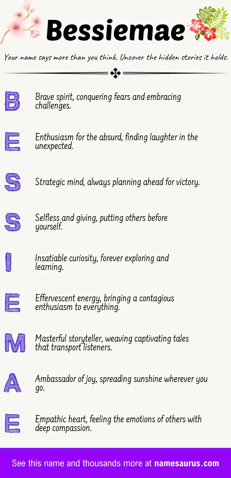 Acrostic poem about Bessiemae.