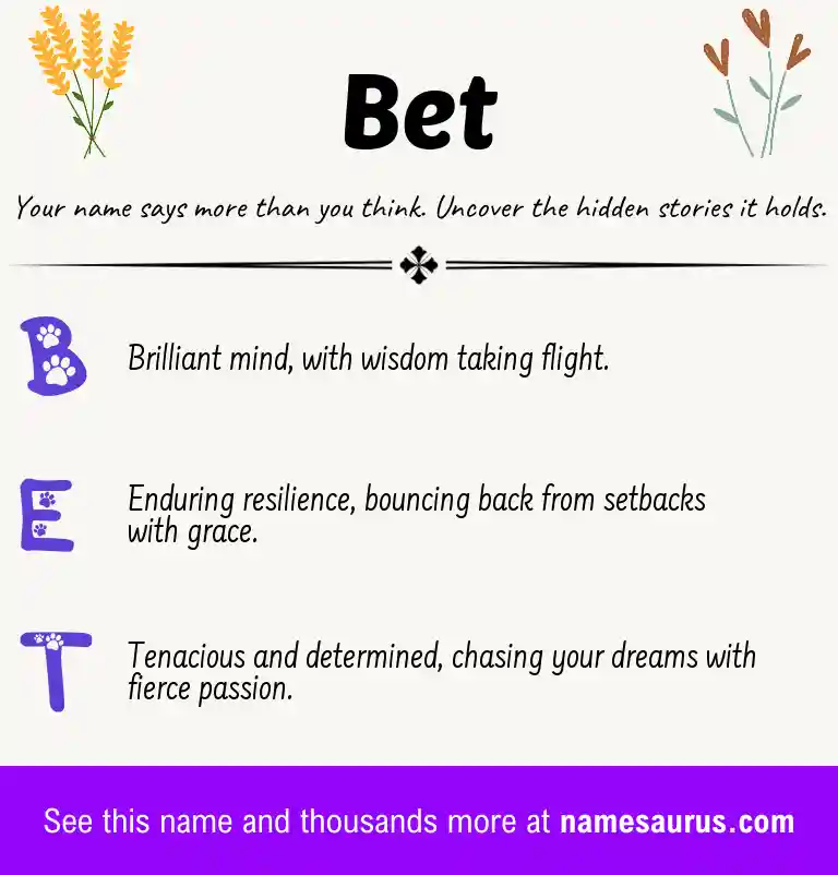 Acrostic poem about Bet.