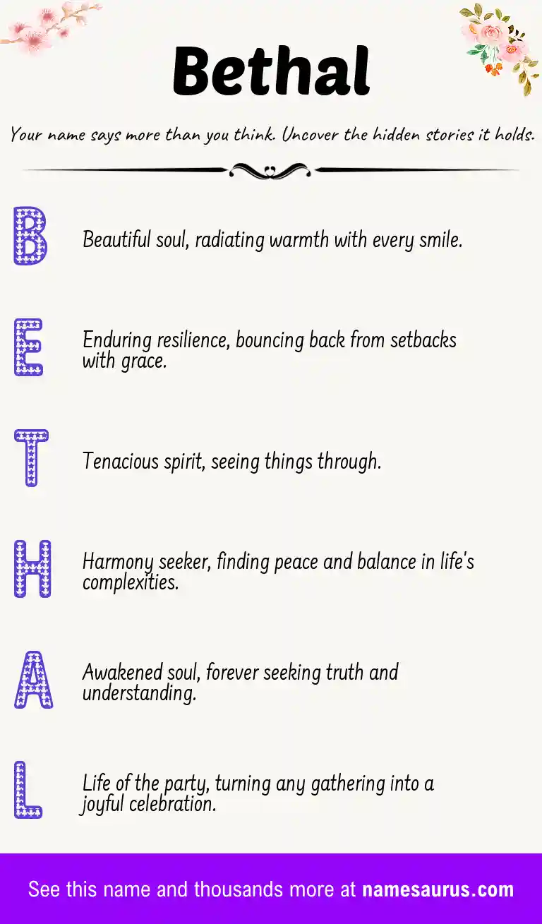 Acrostic poem about Bethal.