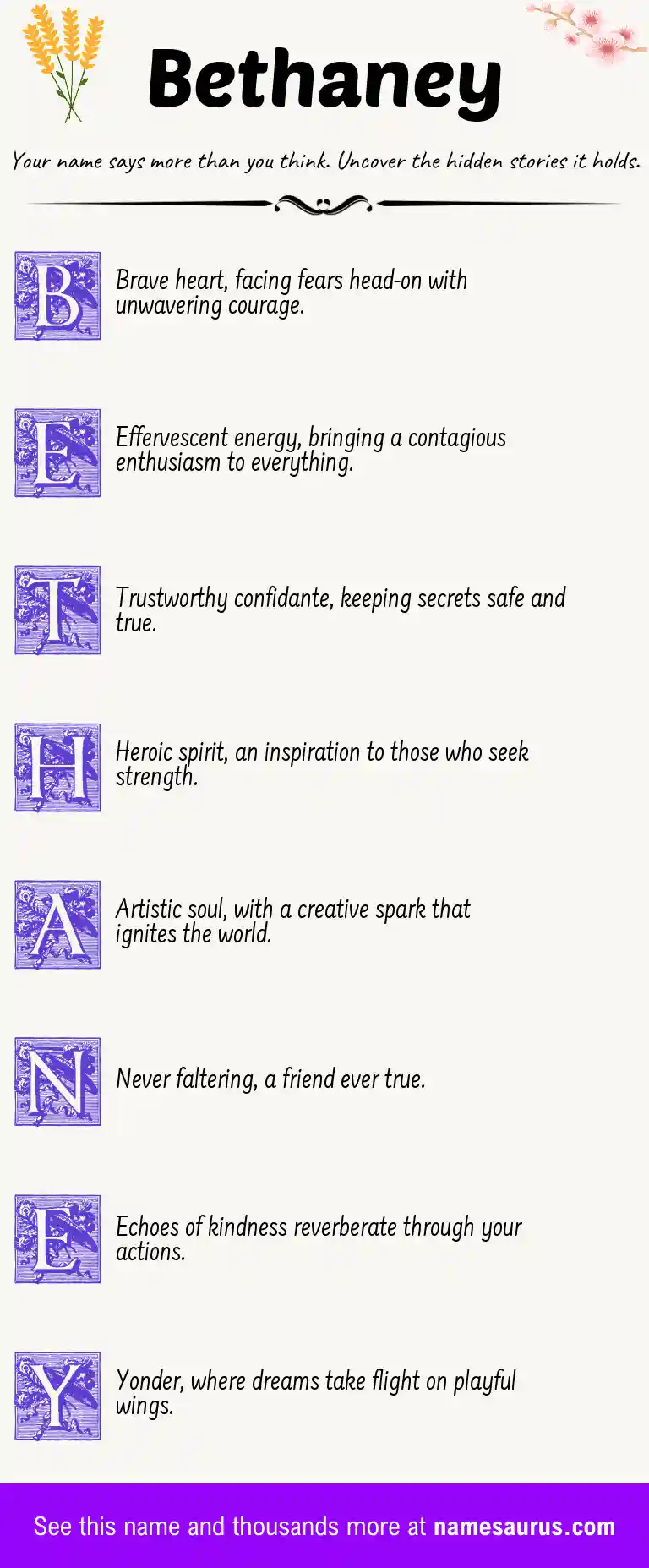 Acrostic poem about Bethaney.
