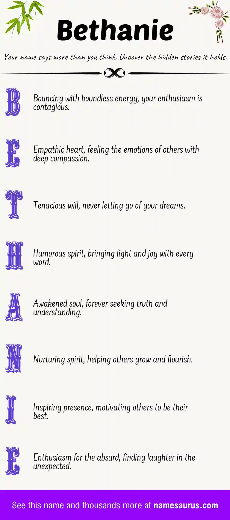 Acrostic poem about Bethanie.