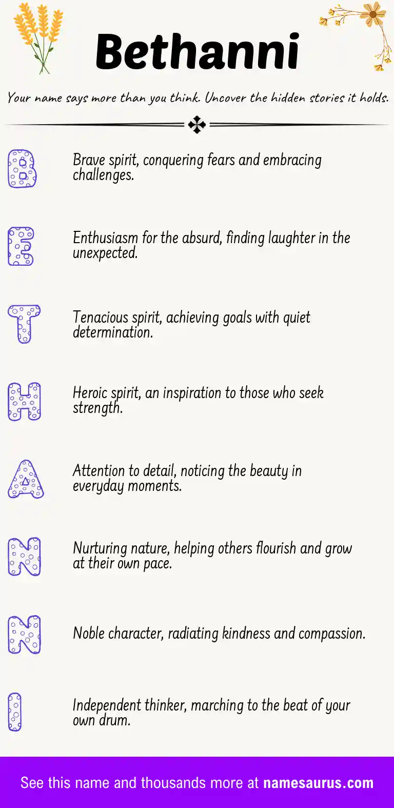 Acrostic poem about Bethanni.