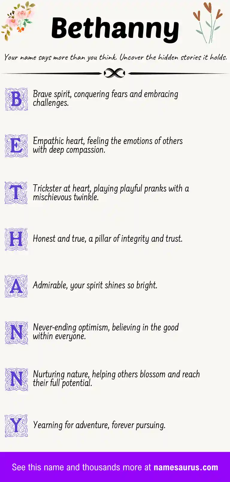 Acrostic poem about Bethanny.