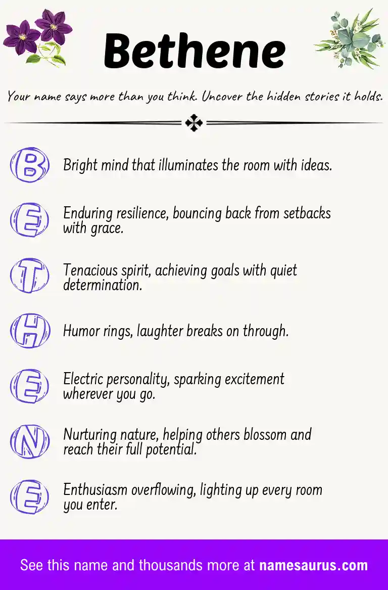 Acrostic poem about Bethene.