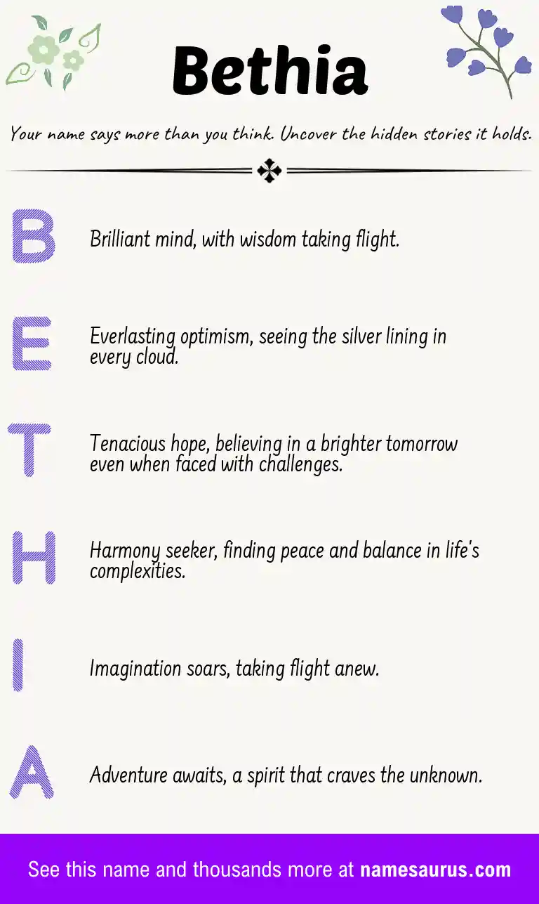 Acrostic poem about Bethia.