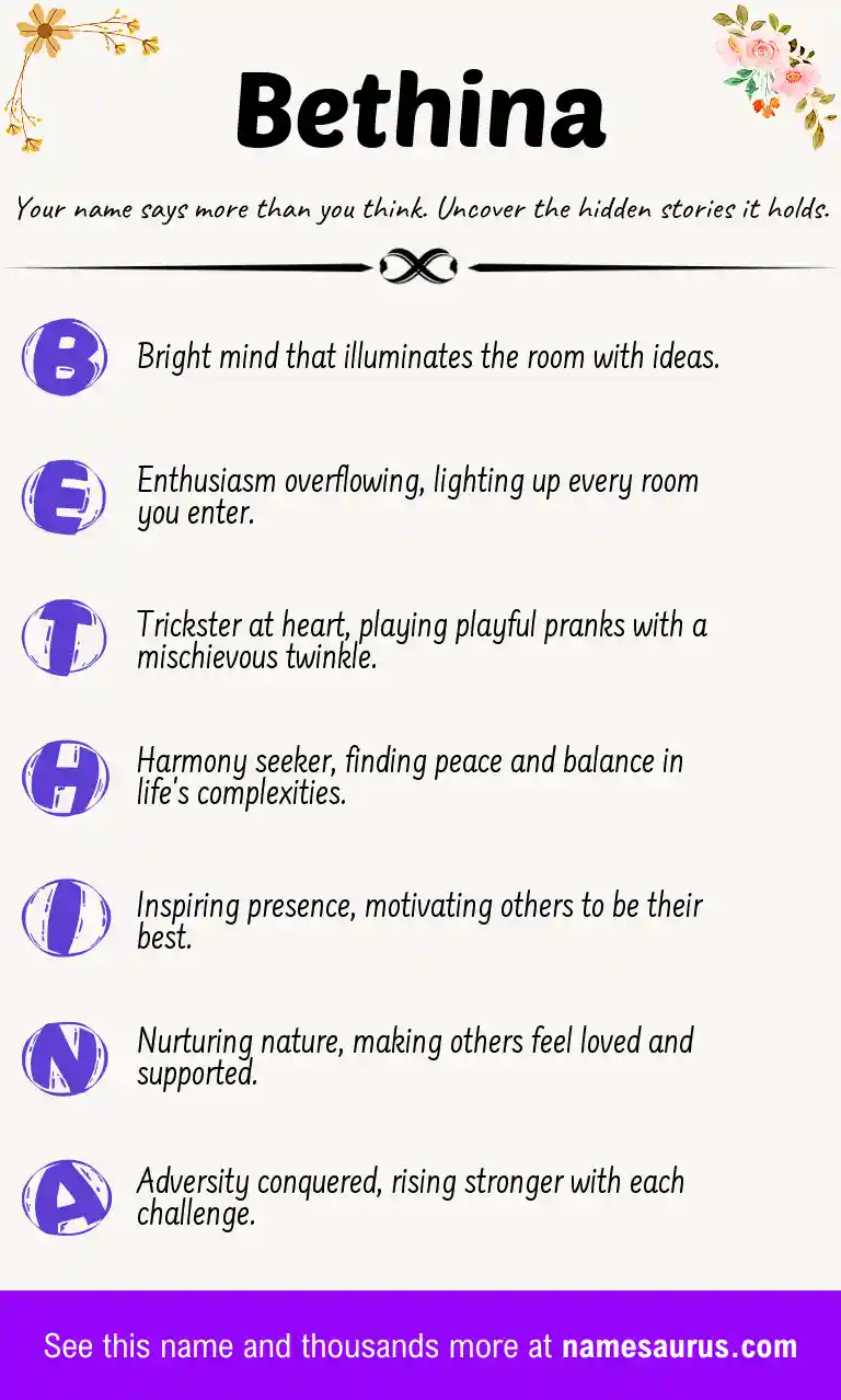 Acrostic poem about Bethina.