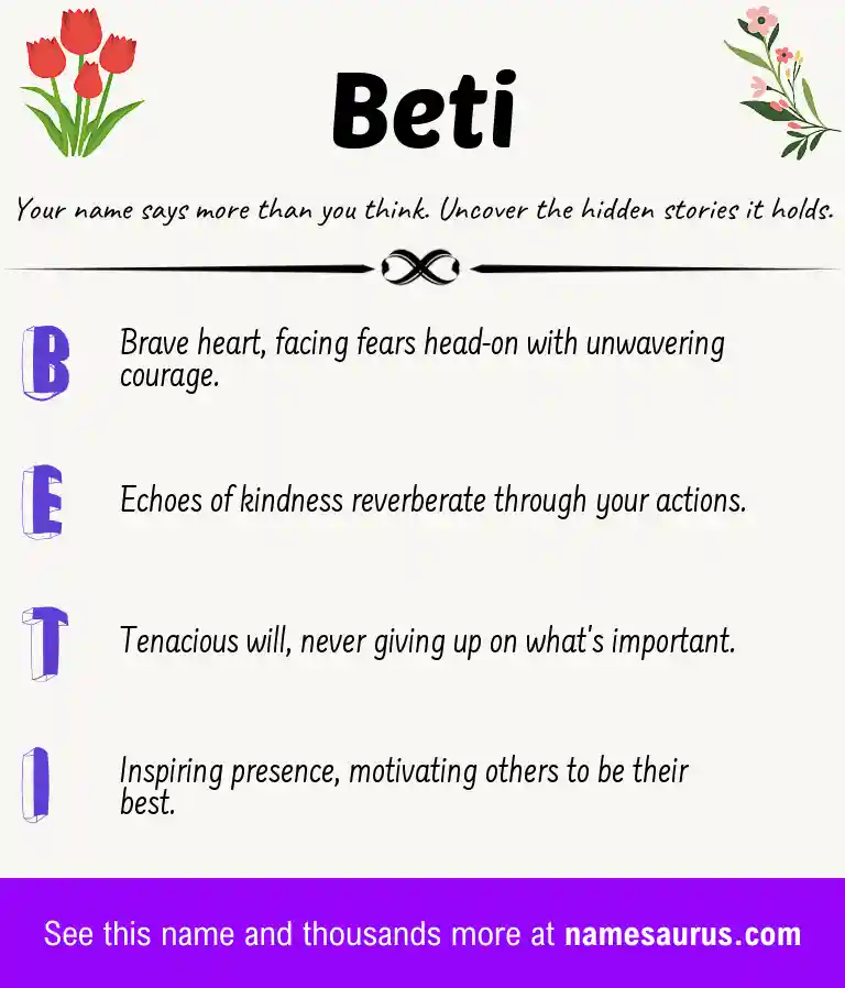 Acrostic poem about Beti.